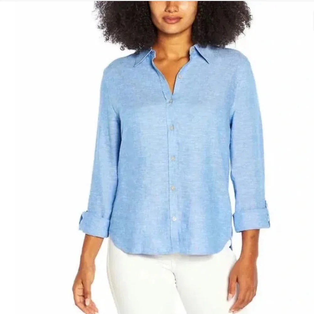 Orvis linen blend button down shirt - Picture 1 of 4
